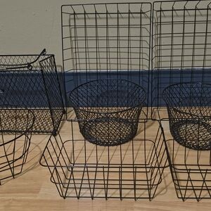 8x Black Wire Storage Basket Set - Home Accents